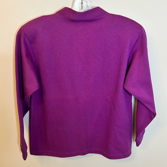 L.L. Bean | Purple Button Down Cotton Cardigan w/Removable Shoulder pads Size M - Picture 4 of 15
